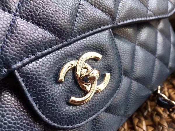 Chanel Jumbo Caviar Flap Bag in Sapphire Blue with Silver Metal For Sale