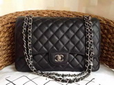 Chanel Jumbo Flap Bag Black Caviar Silver Hardware for Sale