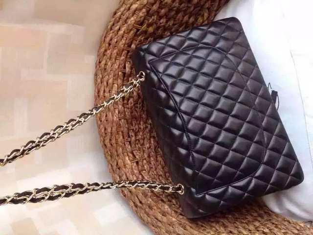 Chanel Jumbo Flap Bag Black Lambskin Gold Hardware for Sale