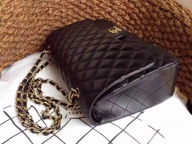 Chanel Jumbo Flap Bag Black Lambskin Gold Hardware for Sale