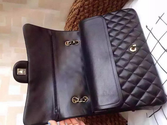 Chanel Jumbo Flap Bag Black Lambskin Gold Hardware for Sale