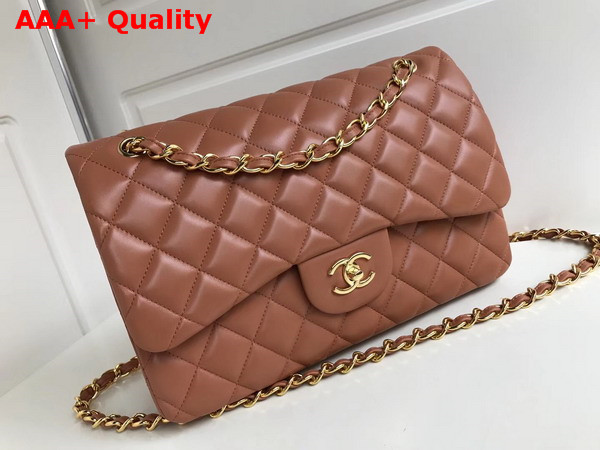 Chanel Jumbo Flap Bag in Brown Beige Lambskin Replica