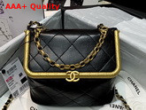 Chanel Kiss Lock Bag Lambskin and Gold Tone Metal Black AS1886 Replica