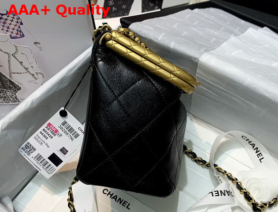 Chanel Kiss Lock Bag Lambskin and Gold Tone Metal Black AS1886 Replica