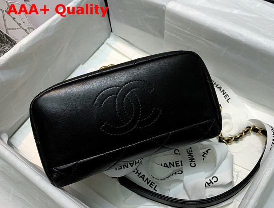 Chanel Kiss Lock Bag Lambskin and Gold Tone Metal Black AS1886 Replica