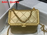 Chanel Kiss Lock Bag Lambskin and Gold Tone Metal Gold Color AS1886 Replica