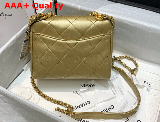 Chanel Kiss Lock Bag Lambskin and Gold Tone Metal Gold Color AS1886 Replica