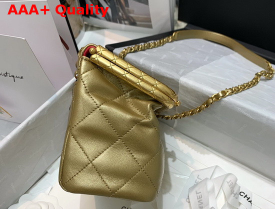 Chanel Kiss Lock Bag Lambskin and Gold Tone Metal Gold Color AS1886 Replica