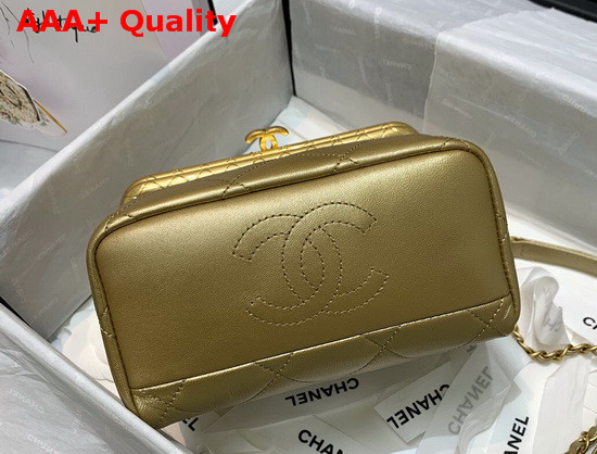 Chanel Kiss Lock Bag Lambskin and Gold Tone Metal Gold Color AS1886 Replica