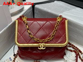 Chanel Kiss Lock Bag Lambskin and Gold Tone Metal Red AS1886 Replica