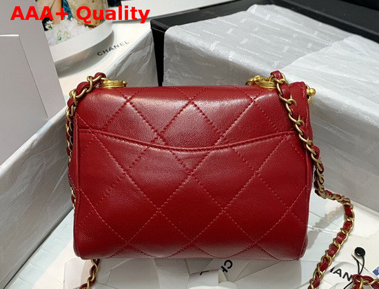 Chanel Kiss Lock Bag Lambskin and Gold Tone Metal Red AS1886 Replica