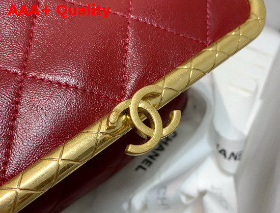 Chanel Kiss Lock Bag Lambskin and Gold Tone Metal Red AS1886 Replica