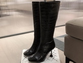 Chanel Knee Boots in Black Crocodile Embossed Calfskin Replica