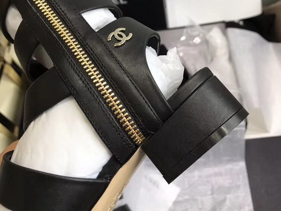 Chanel Knee Sandal in Black Calf Leather