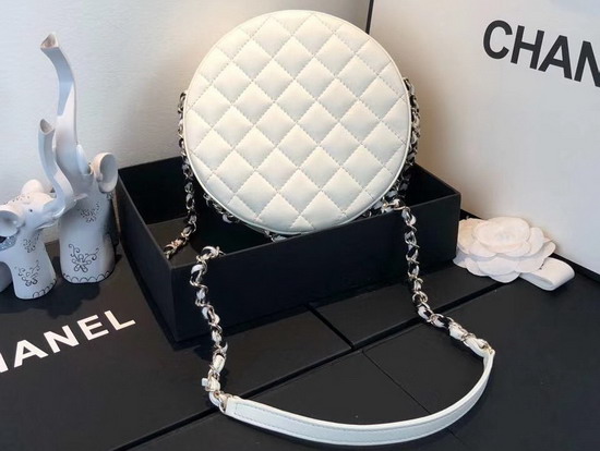 Chanel La Pause Small Round Bag Black and White Lambskin