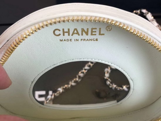 Chanel La Pause Small Round Bag Black and White Lambskin