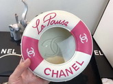 Chanel La Pause Small Round Bag Pink and White Lambskin