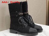 Chanel Lace Up Ankle Boots in Black Suede Leather Replica