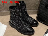 Chanel Lace Up Boot in Black Tweed Replica