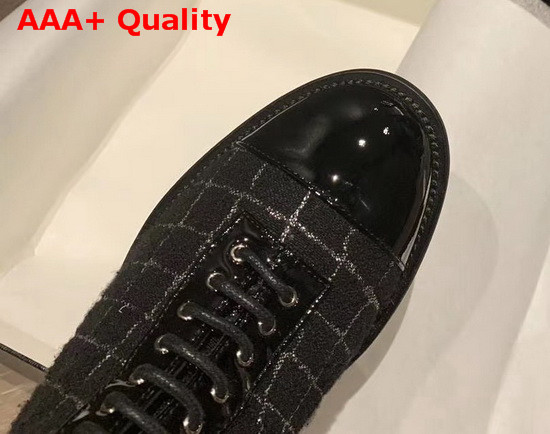 Chanel Lace Up Boot in Black Tweed Replica