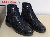 Chanel Lace Up Boot in Tweed Black and Gold Replica