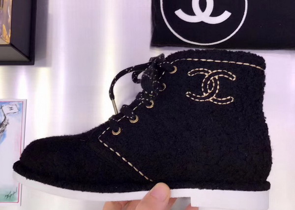 Chanel Lace Up Bootie in Black Tweed For Sale