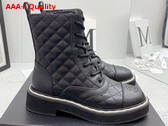 Chanel Lace Up Boots in Black Quilted Calfskin Replica