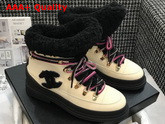 Chanel Lace Ups Beige Calfskin and Black Shearling Lining Replica