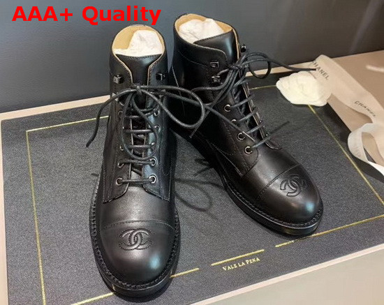 Chanel Lace Ups Black Calfskin G34954 Replica