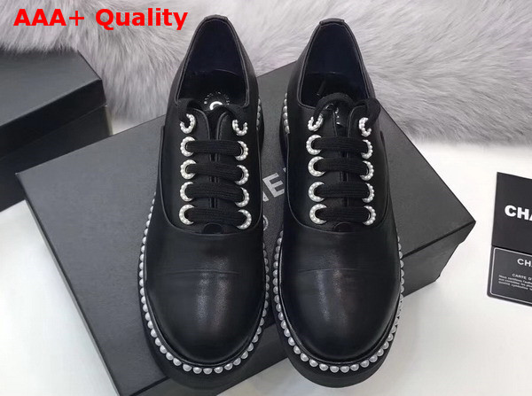 Chanel Lace Ups Black Calfskin Replica