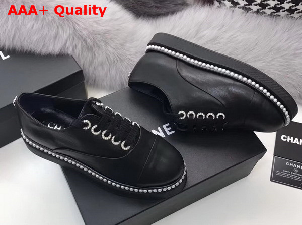 Chanel Lace Ups Black Calfskin Replica