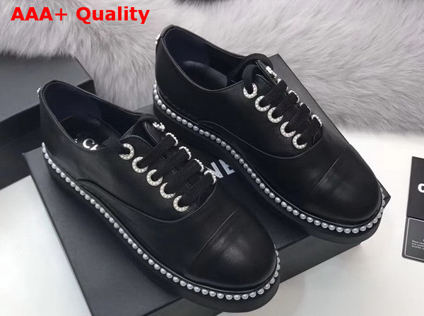 Chanel Lace Ups Black Calfskin Replica