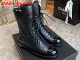 Chanel Lace Ups Black Calfskin and Patent Calfskin G34953 Replica