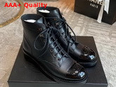 Chanel Lace Ups Black Calfskin and Patent Calfskin G34954 Replica