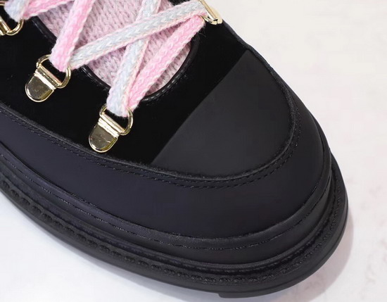 Chanel Lace Ups Calfskin and Mixed Fibers Black Pink and Grey G35375