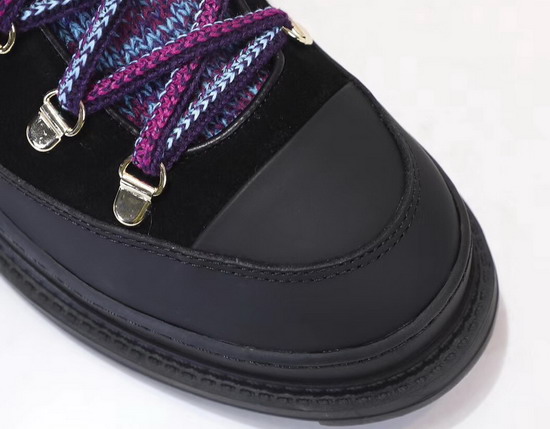 Chanel Lace Ups Calfskin and Mixed Fibers Black Purple and Blue G35375