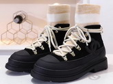 Chanel Lace Ups Calfskin and Mixed Fibers Black Yellow and White G35375