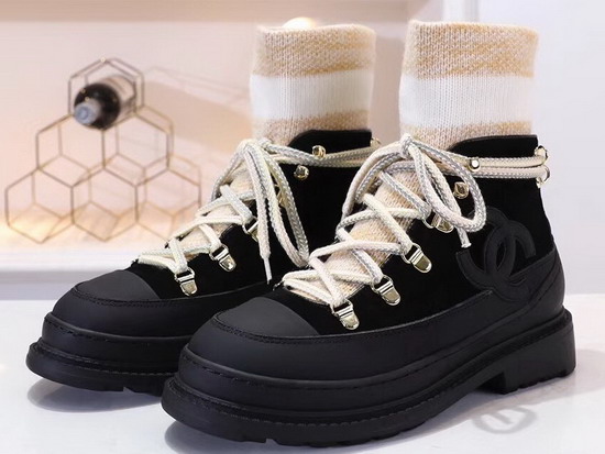 Chanel Lace Ups Calfskin and Mixed Fibers Black Yellow and White G35375