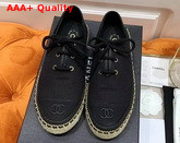 Chanel Lace Ups Fabric Black G36140 Replica