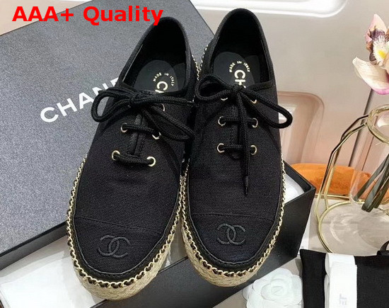 Chanel Lace Ups Fabric Black G36140 Replica