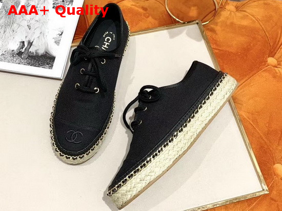 Chanel Lace Ups Fabric Black G36140 Replica