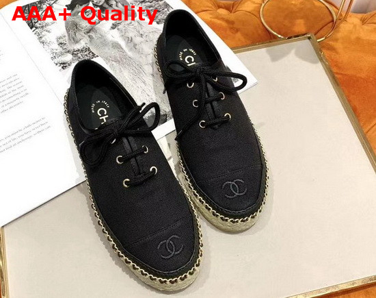 Chanel Lace Ups Fabric Black G36140 Replica