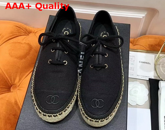 Chanel Lace Ups Fabric Black G36140 Replica