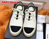 Chanel Lace Ups Fabric Ivory and Black G36140 Replica