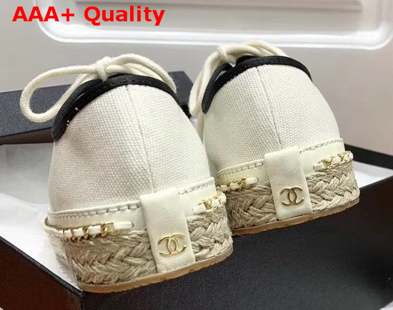 Chanel Lace Ups Fabric Ivory and Black G36140 Replica