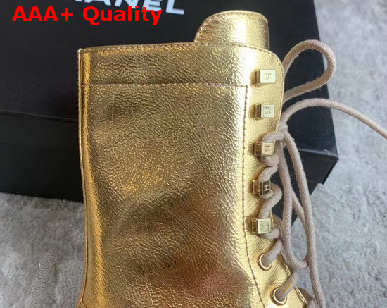 Chanel Lace Ups Gold Crumpled Calfskin G34953 Replica