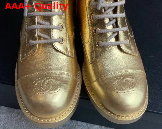 Chanel Lace Ups Gold Crumpled Calfskin G34953 Replica