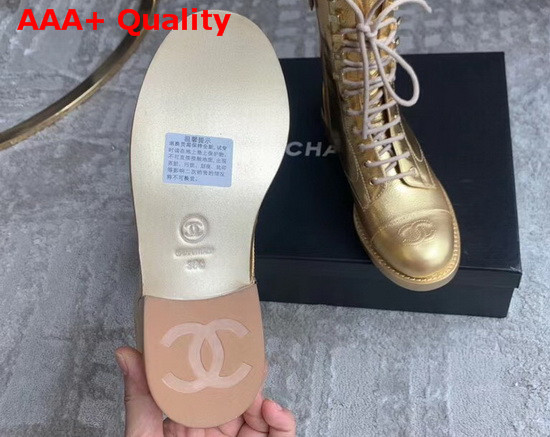 Chanel Lace Ups Gold Crumpled Calfskin G34953 Replica