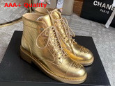 Chanel Lace Ups Gold Crumpled Calfskin G34954 Replica