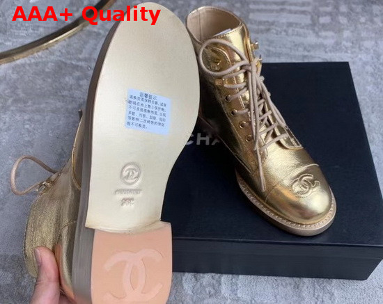 Chanel Lace Ups Gold Crumpled Calfskin G34954 Replica